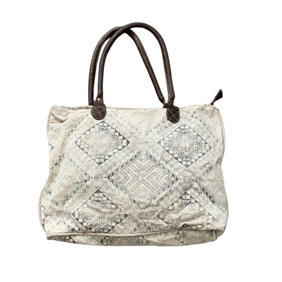 Myra Bag Handbags - Myra Bag cream black tote bag geometric aztek‎ bohemian purse cotton leather